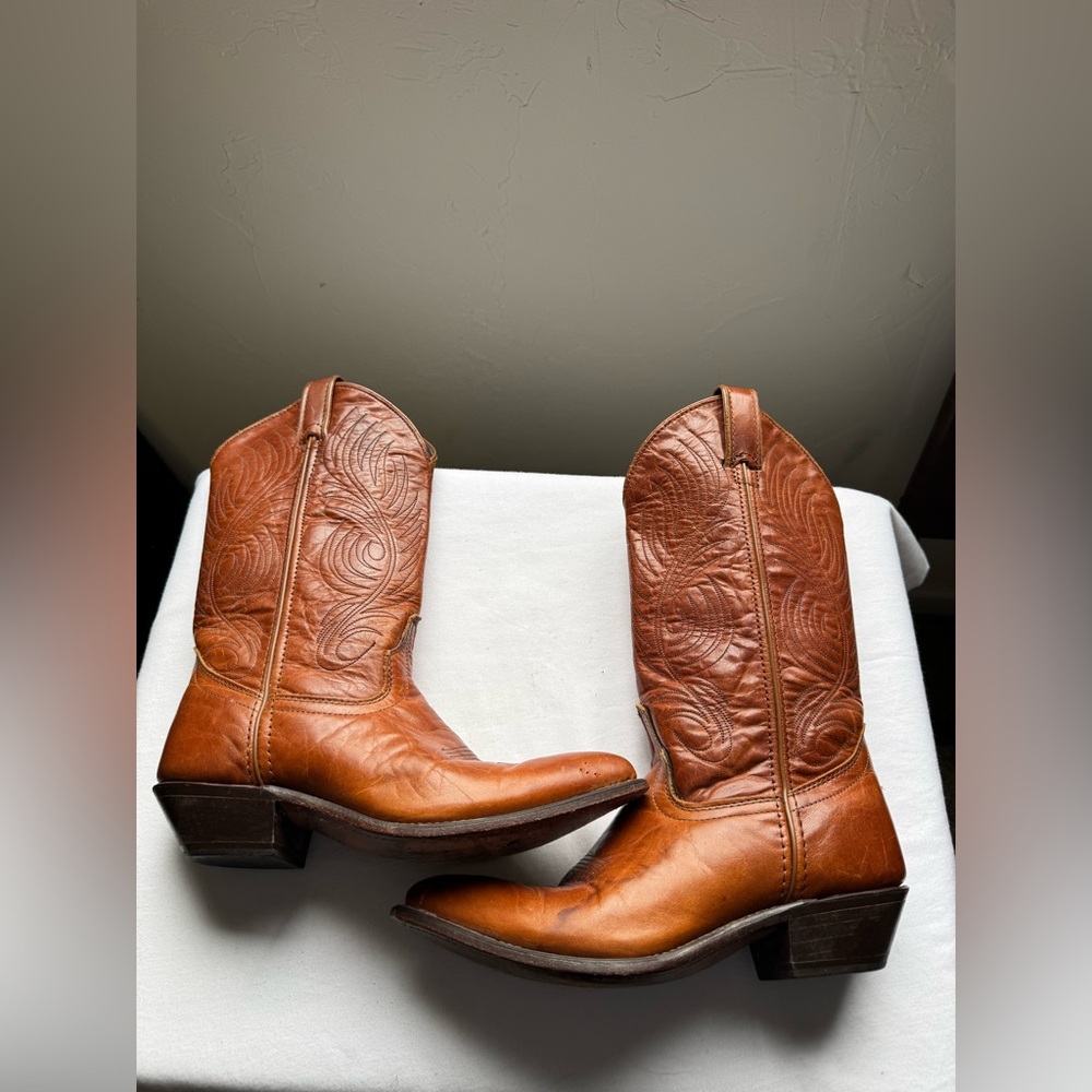 Vintage Code West Cognac Leather Cowboy Boots Size 6